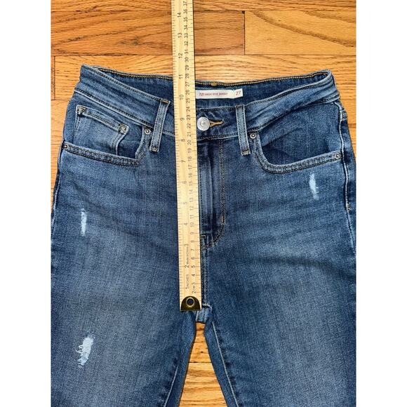 Levi's 721 Regular Fit Skinny Ankle Jeans Women's Size 27 Blue High Rise Stretch - Picture 3 of 8